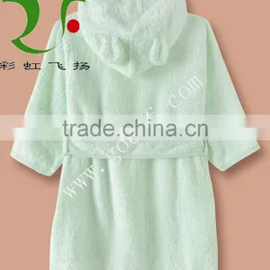 100% Cotton Plain Color Baby Hooded Bathrobe thumbnail-2