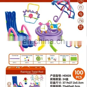 Hot Sales High Quality Educational DIY Kids Raibow Twist Rods Toys thumbnail-1