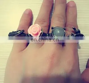 Luxuries Wedding Copper Palm Rings Rose Gold Plated CZ Zircon Ring Girls Lovers Prong Setting Rhinestones Four Fingers thumbnail-3
