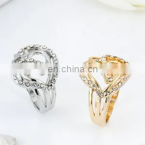Twisty Heart Zircon Alloy Ring Wedding Engagement Rings High Quality Alloy Crystal Ring thumbnail-2