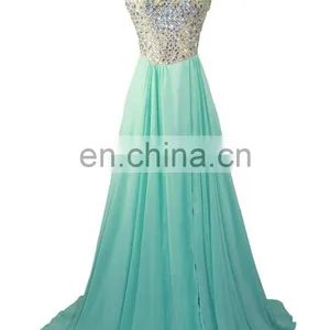 Long Dress for Party Sweetheart Gorgeous Crystals Sequined Evening Wear Dress 2016 High Quality Lace-up Back Chiffon Prom Dress thumbnail-1