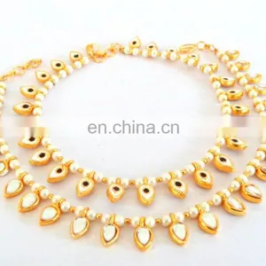Wholesale Kundan Gold Plated Indian Anklet - Payal - Indian Crystal And Kundan Anklet Bollywood Style Gold Plated Kundan Anklet thumbnail-5