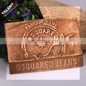 Custom Fashion Embossed Genuine Leather Patch &leather Badges for Jeans thumbnail-6