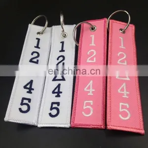 Wholesale Cheap Fabric Embroidered Customized Double Sided Key Chains/ Keychain thumbnail-3