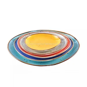 High Quality Restaurant Hote Use Color Glazed Stoneware Ceramic Plate thumbnail-3