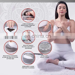 Large Round Velvet Meditation Pillow Premium Yoga Pillow Buckwheat Meditation Cushions thumbnail-4