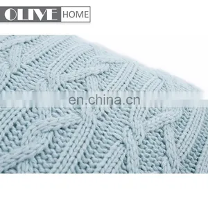 High Quality Home Decorative Light Blue Cushion Cover With Jacquard Cable Knit thumbnail-6