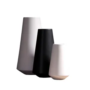 Convergent Modern Simple White Black Matte Ceramic Vase For Wedding Gift Decortion thumbnail-5