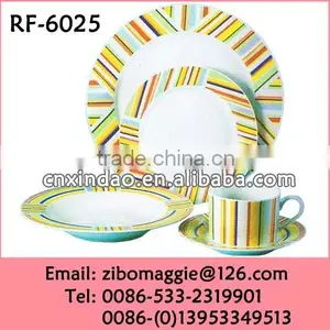 Personalized Stripe Designed Good Quality Porcelain Dinner Set Dinnerware for Gift thumbnail-1