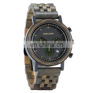 BOBO BIRD OEM Creative Natural Bamboo Wood Watches Men Fashion Multifunction Quartz Wood Watch thumbnail-3