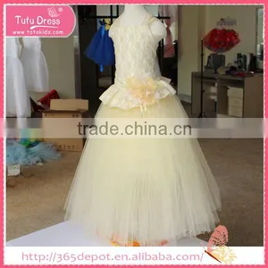 Court Style Creamy-white Prom Dress With Flower Waistband Tulle Skirt Children Frocks Designs Supplier's Choice thumbnail-3