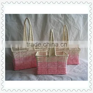 Simple Weave Decorative Paper Weaving Basket With Handle thumbnail-1