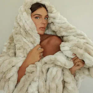 100% Vegan & Cruelty Free Polyester Ombre Oversized Soft Blanket thumbnail-2