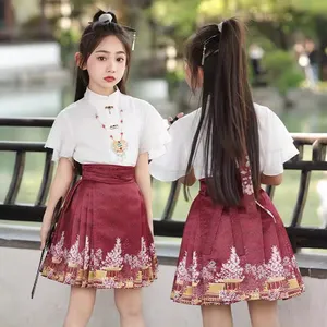 Wholesale Hanfu Pleated Skirt Woman Clothing Faldas Harajuku Vintage Maxi Chinese Style Horse Face Skirts for Women Saia One-piece Long thumbnail-1