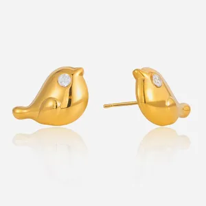 Heart-Shaped Stainless Steel Earrings With Peach Hammer Pattern - Romantic Design thumbnail-2
