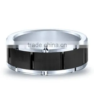 Tungsten Men's Brick Design Band Engagement Ring thumbnail-1