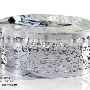 Clubs Round Marble Top Stainless Steel Flower Stand&coffee Table thumbnail-1