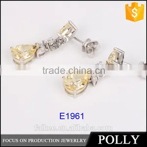 High Polished Gold Plated Crystal Zircon Silver Earrings thumbnail-1