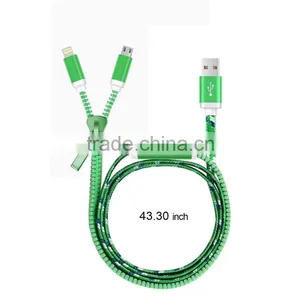 Colorful High Speed Flat Zipper 2 in 1 Data Micro USB Cable thumbnail-3