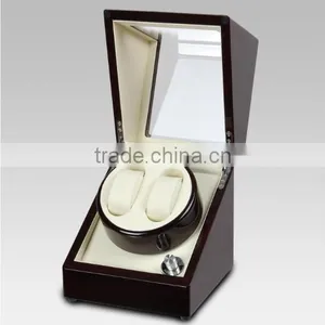 Custom Logo Printed 2 Slot Glossy Wooden Safety Automatic Watch Winder thumbnail-1