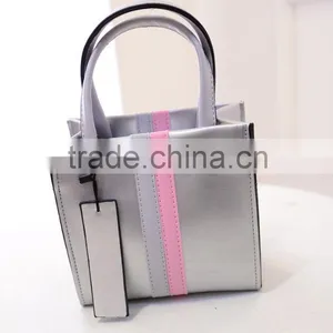 Newest Fashion Contrast Color Fancy pu Tote Bag for Young Girl thumbnail-2