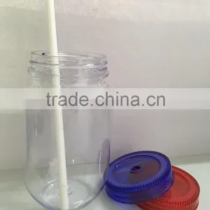 Plastic High Quality Mason Jar for Children With Straw thumbnail-6