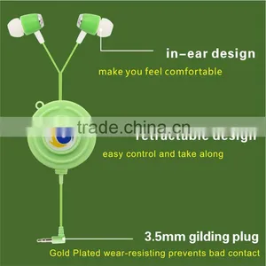 Top Quality Factory Price 3.5mm Stereo In-ear Design SR5 One -way Retractable Headphones Earbuds for MP3 Android Samsung LG IOS thumbnail-2