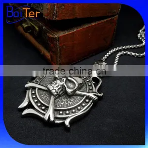 Custom Vintage Rock Punk Gothic Style Stainless Steel Skull Pendant,Titanium Skull Jewelry Wholesale thumbnail-3