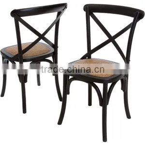 Black Wood Cross Back Chair With Small Cushion thumbnail-1