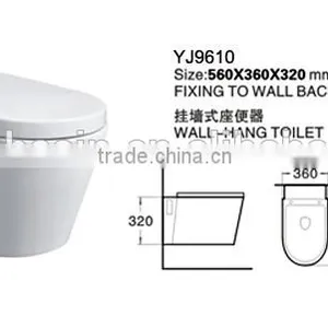 YJ9610 Ceramic Bathroom Save Spaces Wall Hung Toilet/WC/ Water Closet thumbnail-1