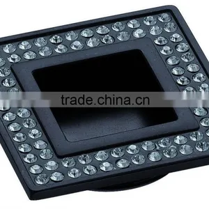 Decorative Crystal Drawer Pull Knobs, Glass Cabinet Drawer Knobs With White/back Plate thumbnail-3