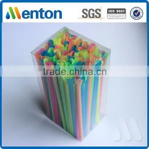 PVC Box Pack Hot Sale Colorful Disposable Hard Plastic Spoon Straw thumbnail-1