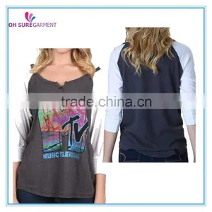 Wholesale Hot Style Womens Raglan Long Sleeve Shirt thumbnail-1