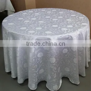 White Pattern Round Table Cloth for Weddings thumbnail-1