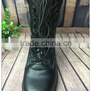 Wholesale Top Quality Leather Black Army Military Tactical Boots thumbnail-3