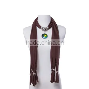 2016 New Design Round Crystal Stones Pendant Scarf thumbnail-1