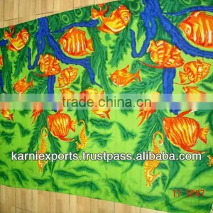VISCOSE PAREO 110X180CMS. WITH FRINGAGE PRINTED BEACHWEAR PRINTS JODHPUR PAREOS JAIPUR PRINTS PAREOS BEACHPAREO Floral &seaprint thumbnail-2