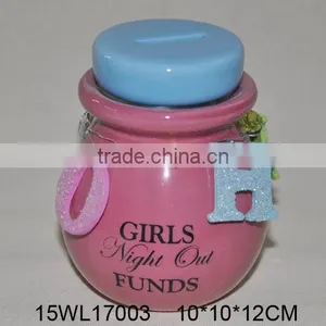 Ceramic Coin Bank With Hanging Ornament in Bright Color thumbnail-1