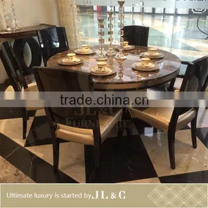 JT17-01 Round Dining Table Genuine Leather From JL&C Luxury Home Furniture New Designs (China Supplier) thumbnail-1
