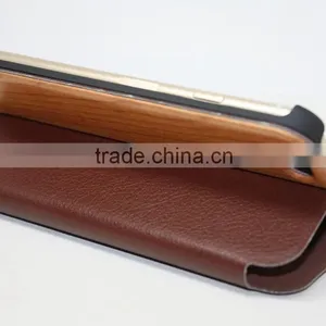 High Quality Real Wood Leather Cell Phone pu Leather Case for Iphone thumbnail-5