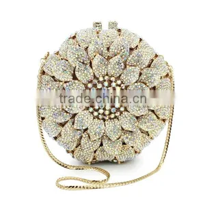 New Design Sunflower Pattern Hard Box Crystal Stone Evening Bag Evening Clutches (88165A-AB) thumbnail-2
