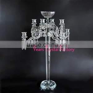 Nine Arms Crystal Wedding Candelabra Centerpiece With Votive Hurricanes Hot Sell Table Flower Candelabra thumbnail-3