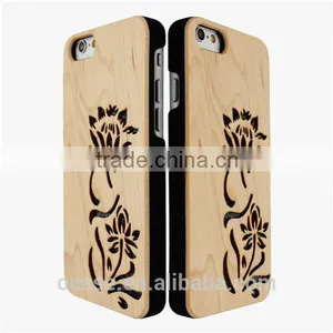 Laser Wood Bamboo and PC Mobile Phone Back Cover for Iphone 5c Cover thumbnail-3