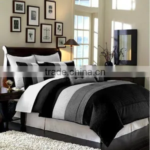 100% Polyester Bedding Sheet With Black & White Stripe for Sale thumbnail-2