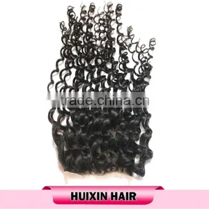 High Quality Grade 8A Virgin Human Hair Brazillian Deep Curly Human Hair Weave Lace Closure thumbnail-2