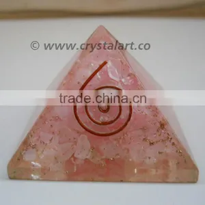 Pink Rose Quartz Reiki Symbol Big Size Orgone Pyramid thumbnail-1