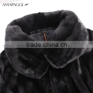 Factory Sale Black Slim Mink Fur Winter Coat for Ladies thumbnail-4