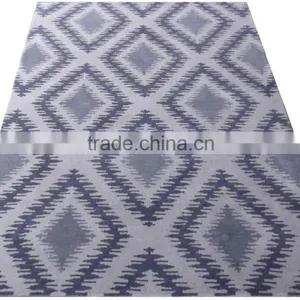 Ikat Design Hand Tufted Cut Pile Wool Carpet, Latex Backed With Cloth thumbnail-3