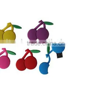 2GB Soft PVC Cherry Shaped Usb Flash Drive Gift 100% Real Capacity Usb Flash Disk Memory USB 2.0 With Key Chain thumbnail-1