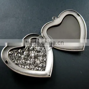 57mm Big Rose Heart Shape Vintage Style Antiqued Silver Flower Photo Locket DIY Pendant Charm Jewelry Supplies 1133003 thumbnail-3